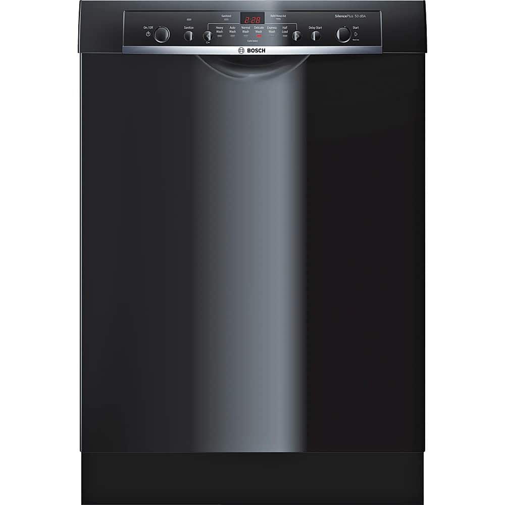 Front. Bosch - 100 Series 24" Front Control Built-In Hybrid Stainless Steel Tub Dishwasher with PureDry, 50 dBA - Black.