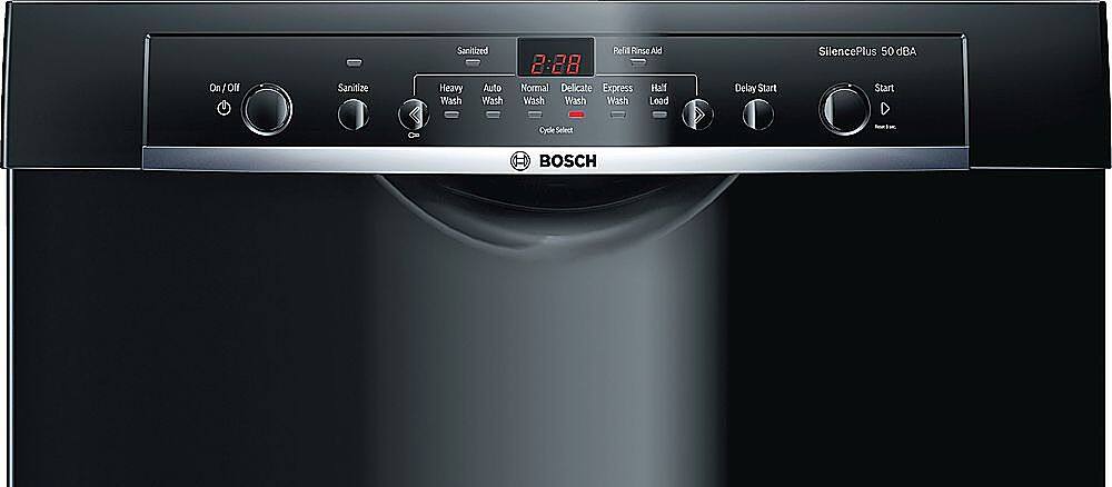 Alt View 12. Bosch - 100 Series 24" Front Control Built-In Hybrid Stainless Steel Tub Dishwasher with PureDry, 50 dBA - Black.