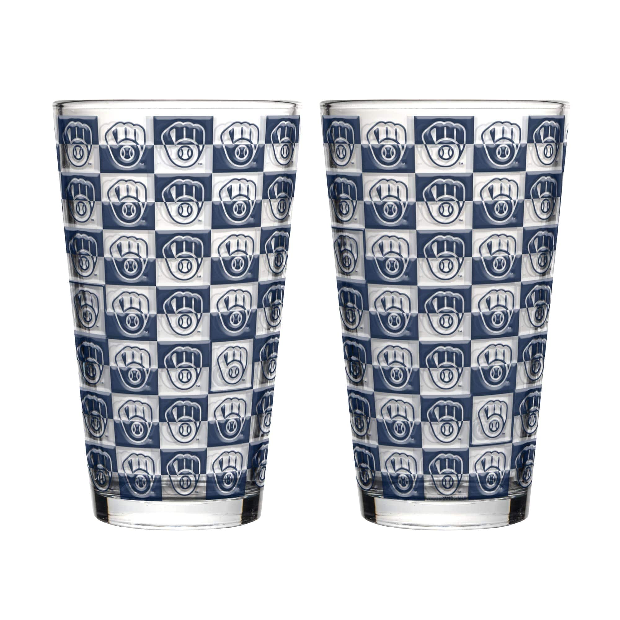 Front. Logo Brands - Two-Pack Gridiron Stained 16oz. Pint Glass Set - Multicolor.