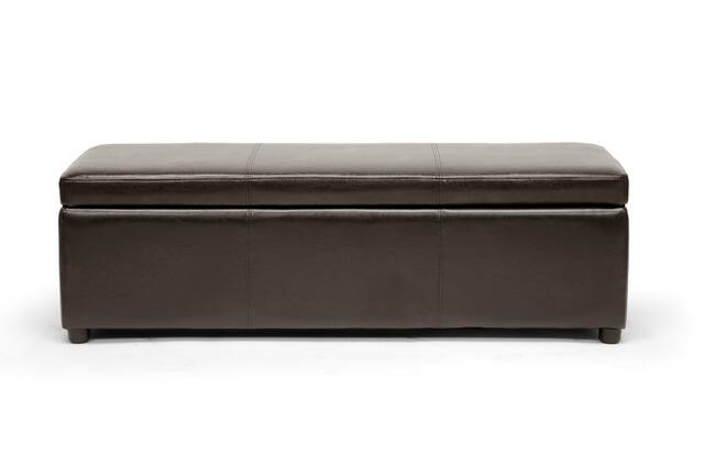 Front. Baxton Studio - Dennehy Modern Ottoman - Dark Brown.