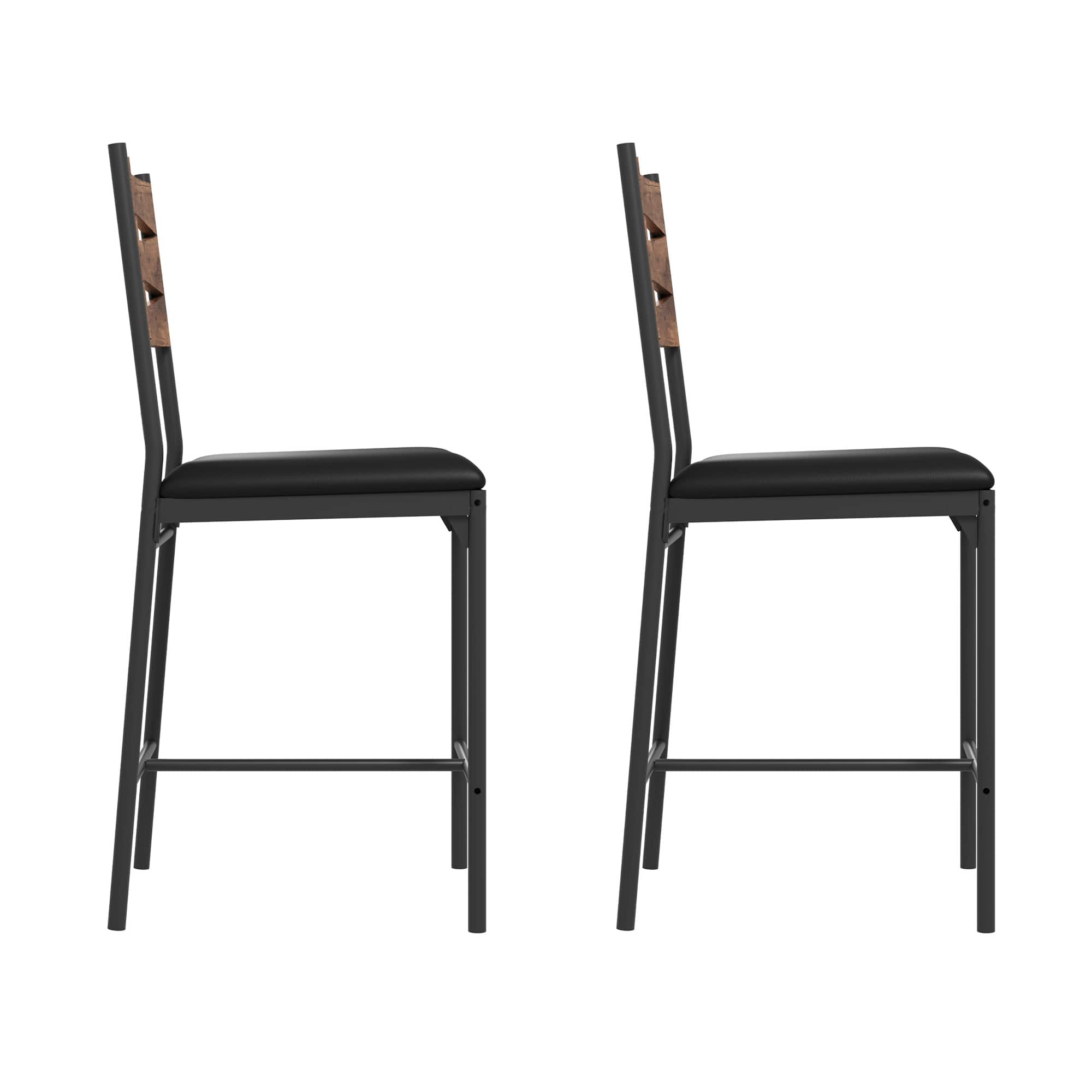 Homhougo - Bar Stools Set of 2, Upholstered Bar Chairs with Back, 22.4 Inches Kitchen Bar Stools with Footrest, Thick Cushion - Brown