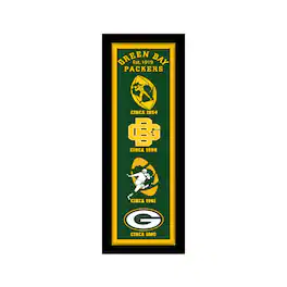 Sporticulture - Green Bay Packers 8" x 26" Team Logo Heritage Framed Wall Art - Multicolor