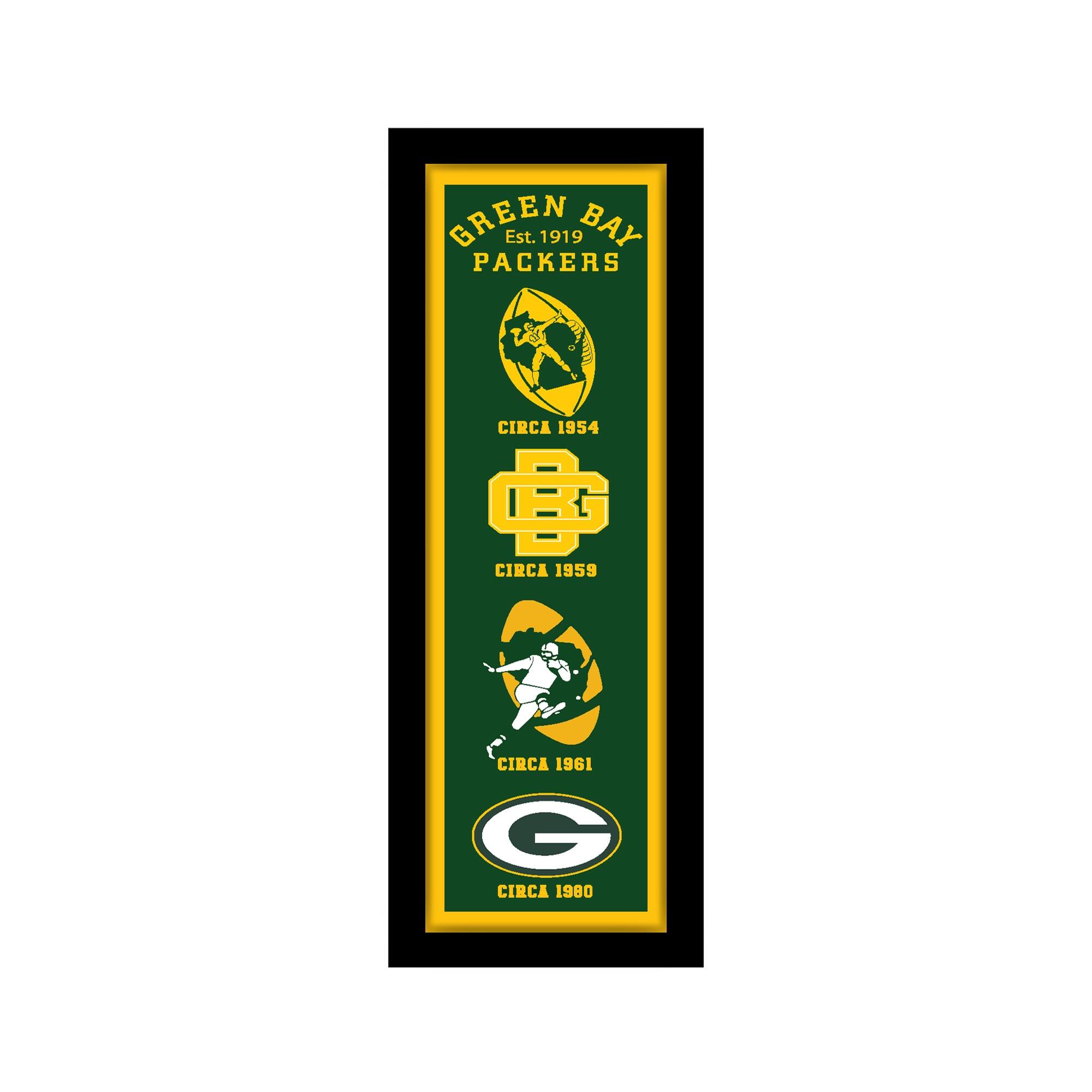 Green Bay Packers 8" x 26" Team Logo Heritage Framed Wall Art