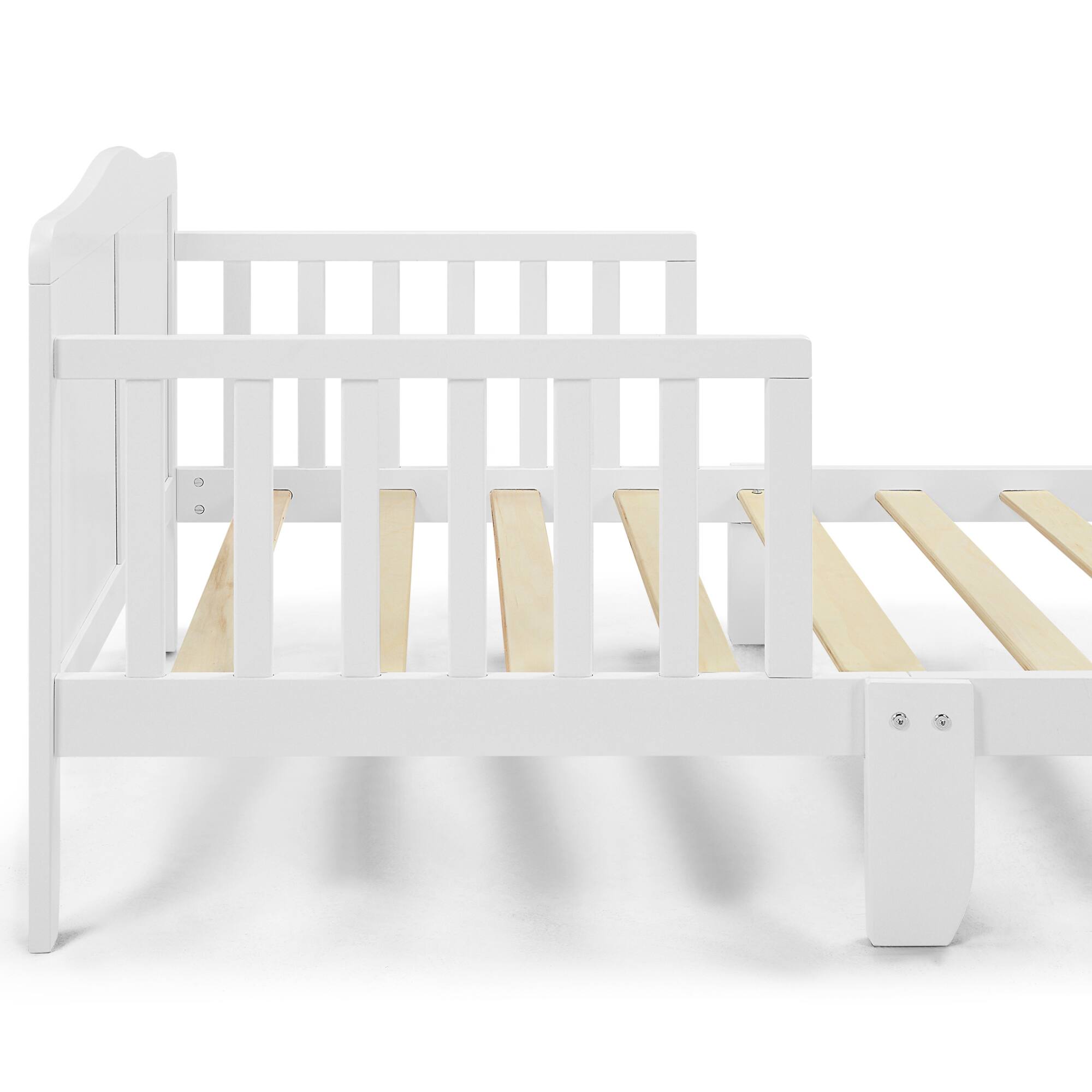 Alt View 1. GOODSILO - Solid Wood Toddler Bed with Safety Rails and Low-Profile Design for Secure Sleeping Environment - White.