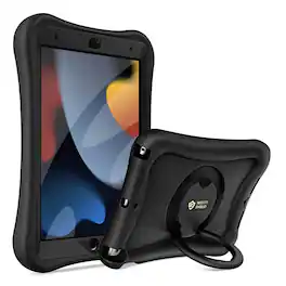 Kitcheniva - Rugged Rotating Stand Case With Screen Protector For iPad 9th/8th/7th Gen - Black