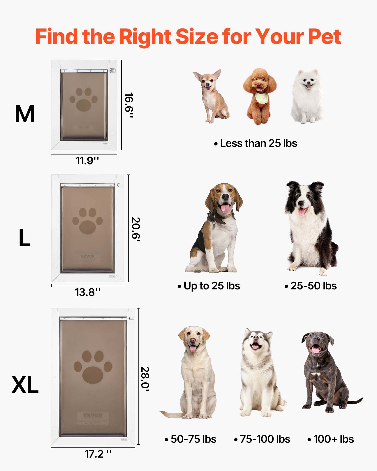 Find the Right Size for Your Pet

M
16.6" x 11.9"
Less than 25 lbs

L
20.6" x 13.8"
Up to 25 lbs
25-50 lbs

XL
28.0" x 17.2"
50-75 lbs
75-100 lbs
100+ lbs