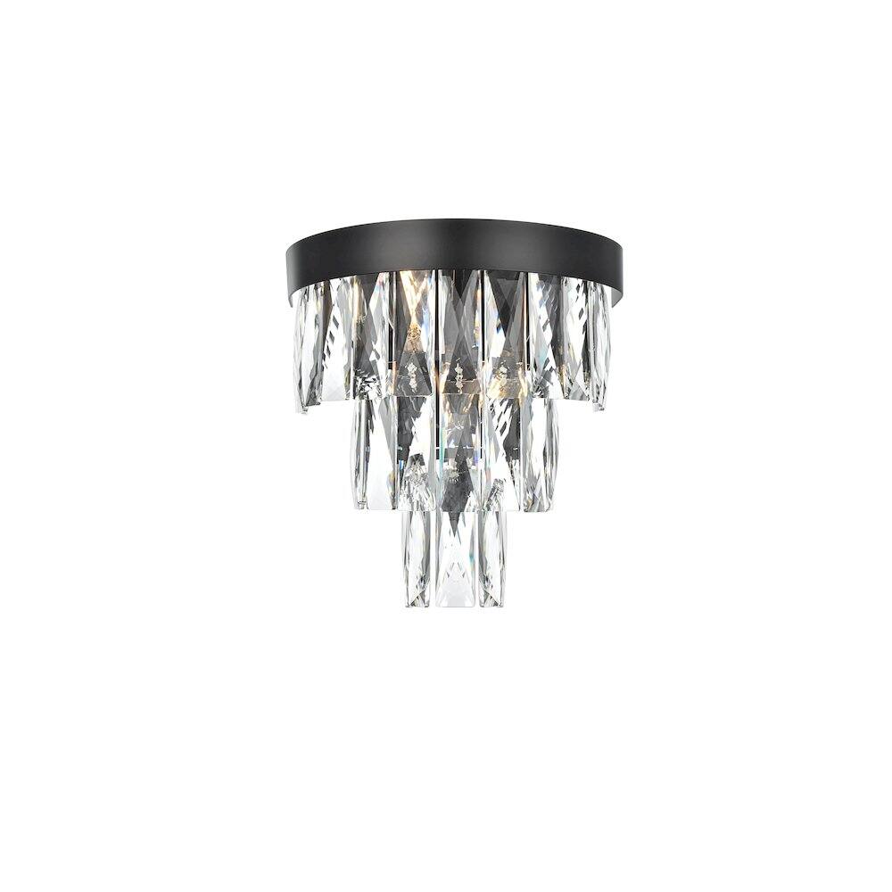 Left. Elegant Lighting - Josephine 10 Inch Wall Sconce In Black - Black And Clear.