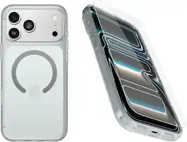 OtterBox - iPhone 17 Pro Max (Only) Bundle: Symmetry Series+ Case & Screen Protector - Snaps to MagSafe - Ultra-Sleek - Stardust (Clear/Glitter)