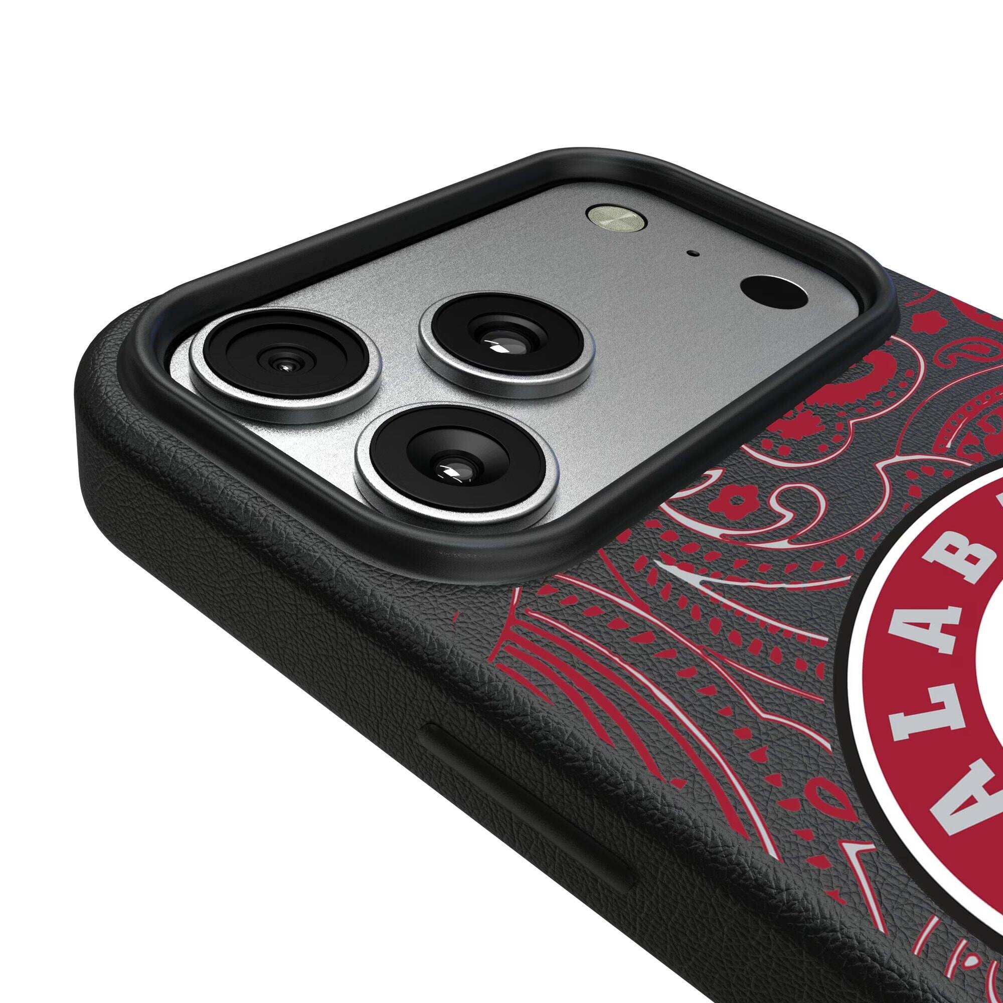 Alt View 2. Keyscaper - Alabama Crimson Tide Paisley iPhone Magnetic Bump Case - 15 - Black.