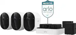 Arlo - Pro Outdoor Security Camera (6th Gen, 2025 Release) - Wireless, Rechareable Battery with Charging Station, 3-Cam - White
