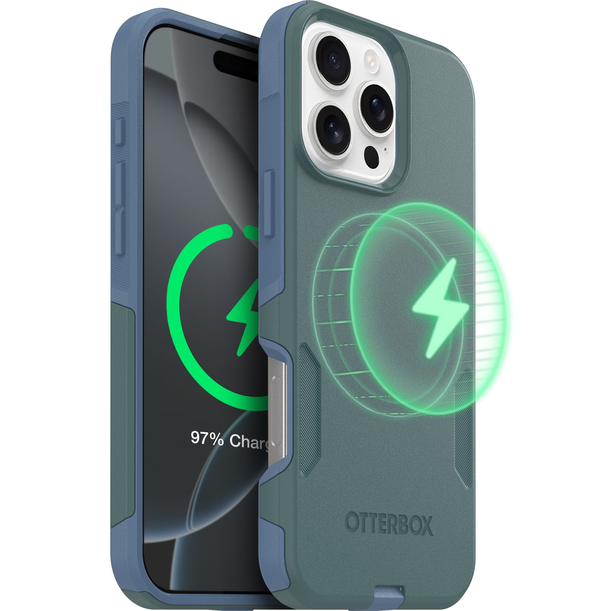 OtterBox - Commuter Series Hard Shell for MagSafe for Apple iPhone 16 Pro Max - Saltwater Breeze (Sage/Blue)