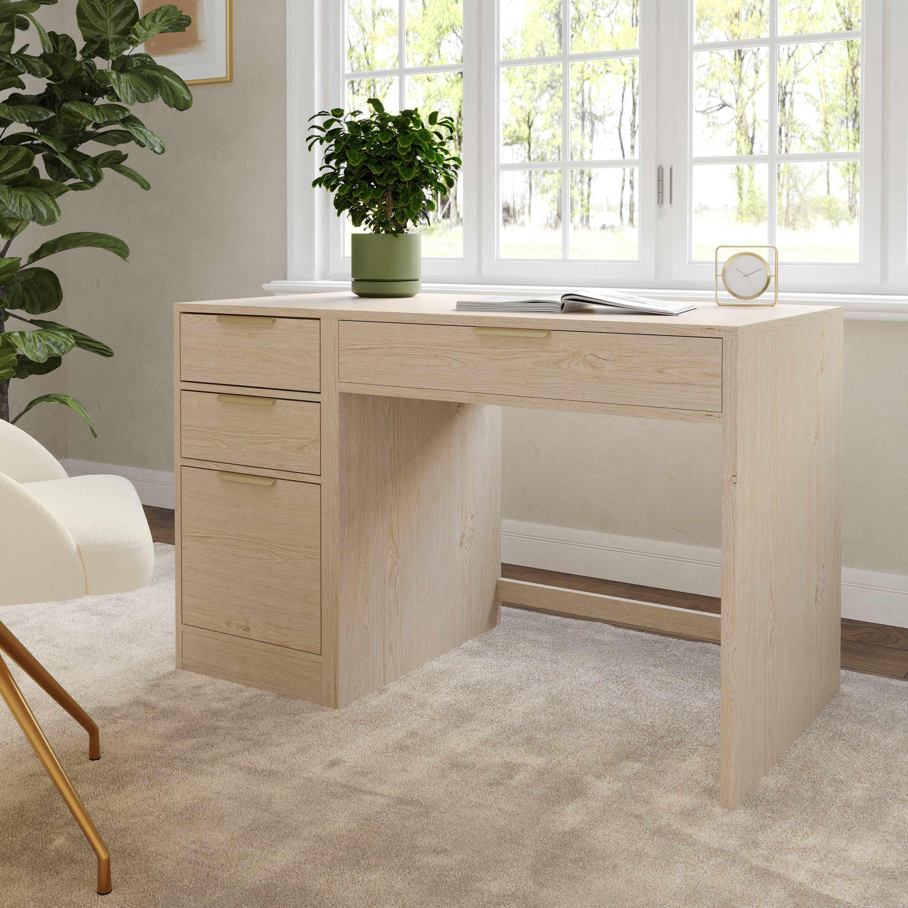 Alt View 1. Martha Stewart - Kayden Modular Single-Drawer Desk & 3 Drawer File Cabinet - Light Natural.