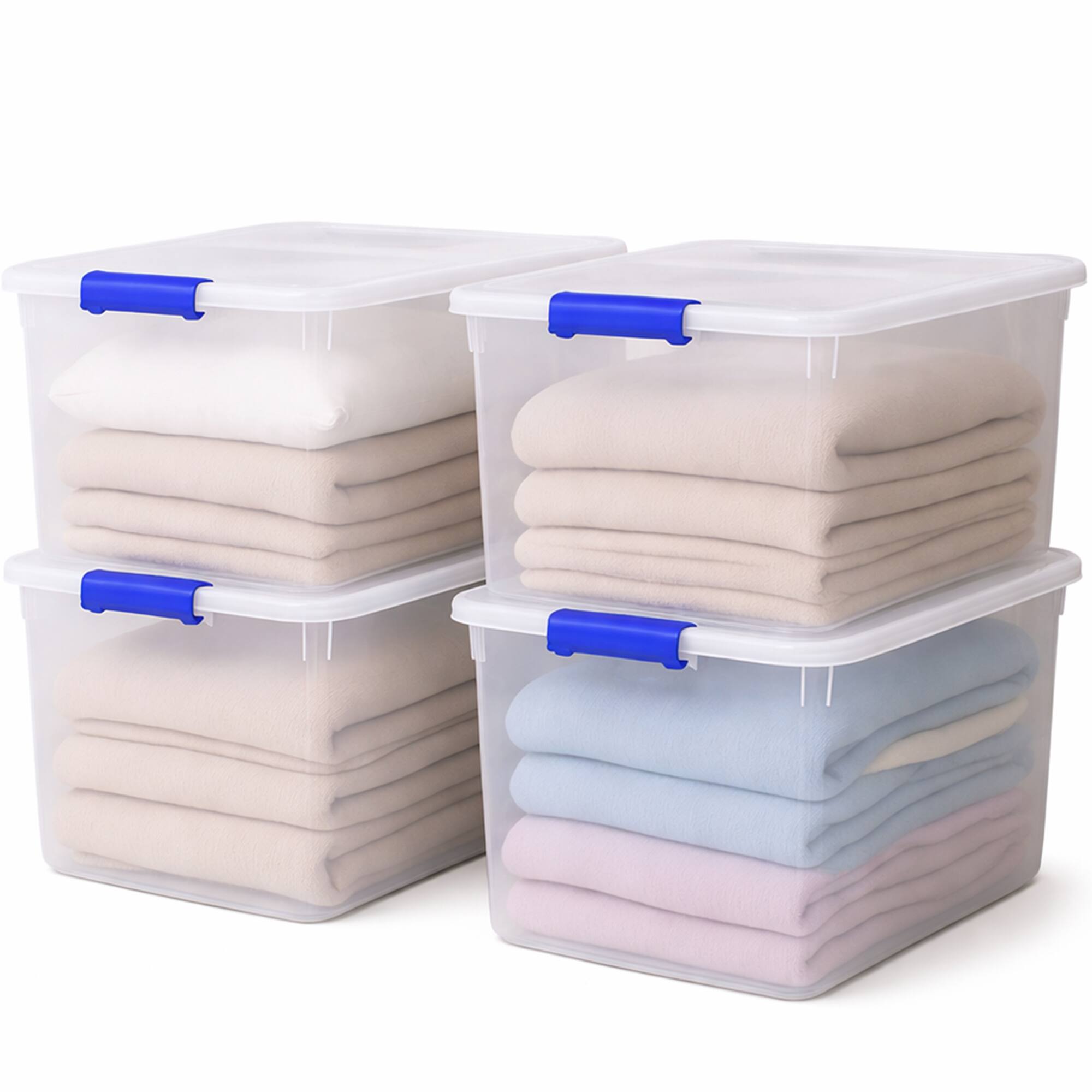Front. Homz - Homz 112 Quart Heavy Duty Modular Stackable Storage Containers, Clear, 4 Pack.