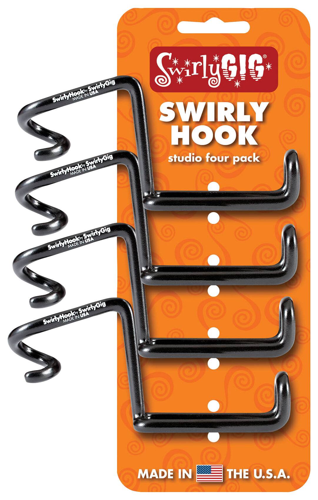 Front. SwirlyGig - SwirlyHook Accessory Holder (4-Pack) - Black.
