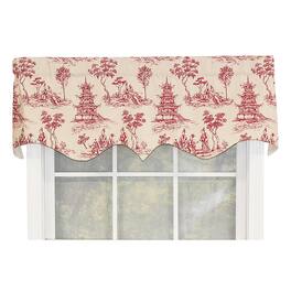 RLF Home - Naomi Regal Oriental Motive 3" Rod Pocket Valance 50" x 17" - Red