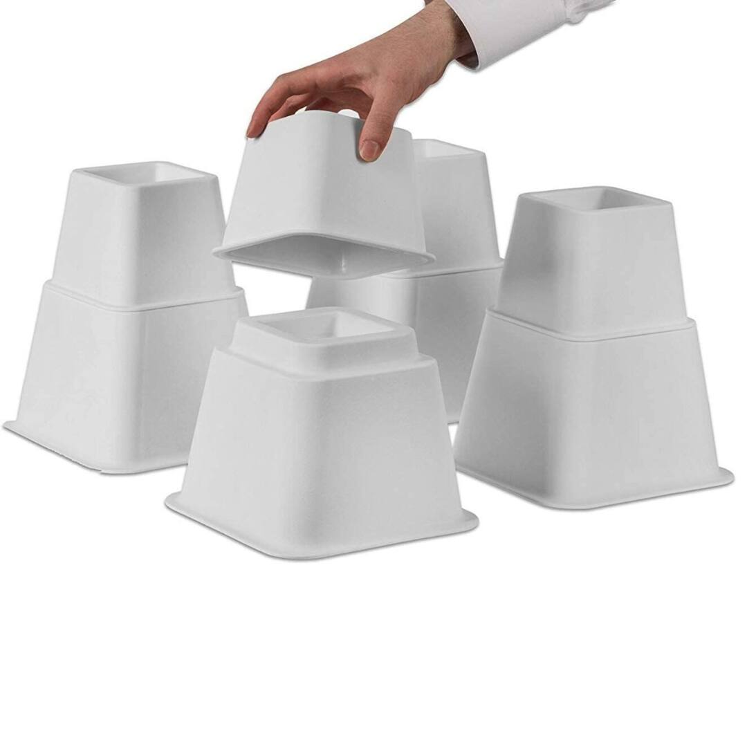 Front. Home It - 5 to 6-inch Super Quality Bed and Furniture Risers 4-pack in White - White.