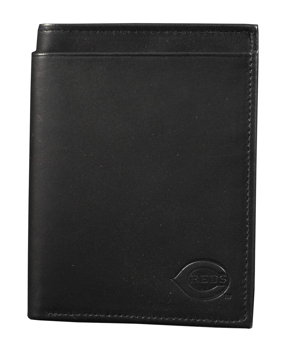Alt View 1. Rico Industries - Cincinnati Reds MLB Baseball Black Leather Traveling Bilfold Wallet w/ RFID Blocking- 14 total slots/pockets - Multi.