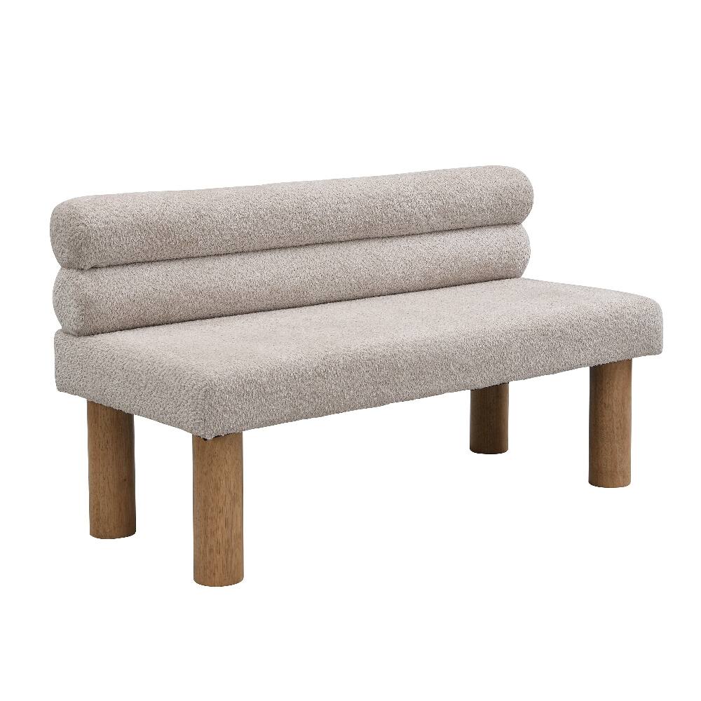 Alt View 1. Ropilly - Ropilly Light Grey Upholstered Dining Bench with Backrest, Space-Saving Entryway and End of Bed Bench, Rubber Wood Legs - Light Grey.