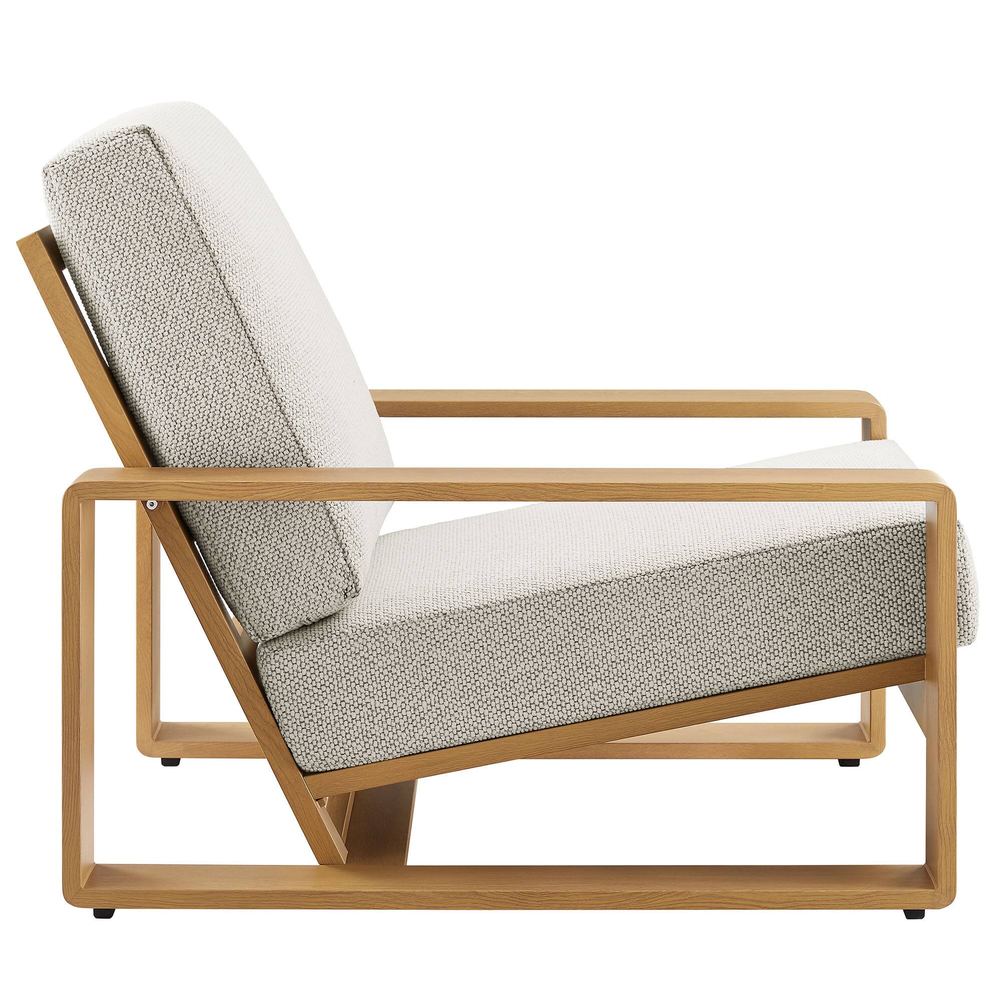 Alt View 3. Modway - Lirienne Outdoor Patio Aluminum Faux Wood Armchair by Modway - Ivory Natural.
