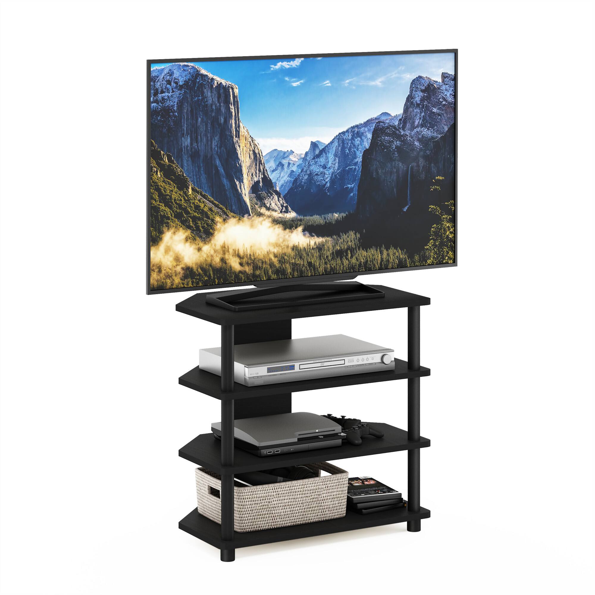 Alt View 3. Furinno - Econ Easy Assembly 4-Tier Petite TV Stand - Blackwood/Black.
