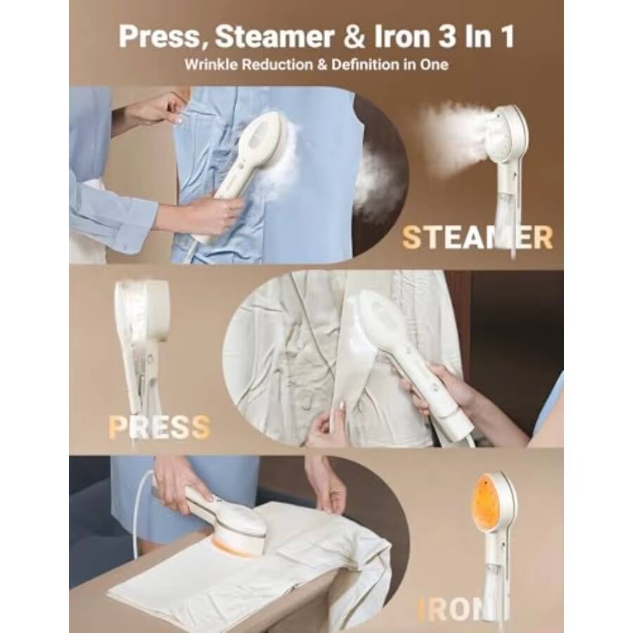 Press, Steamer & Iron 3 In 1  
Wrinkle Reduction & Definition in One  

STEAMER  
PRESS  
IRON