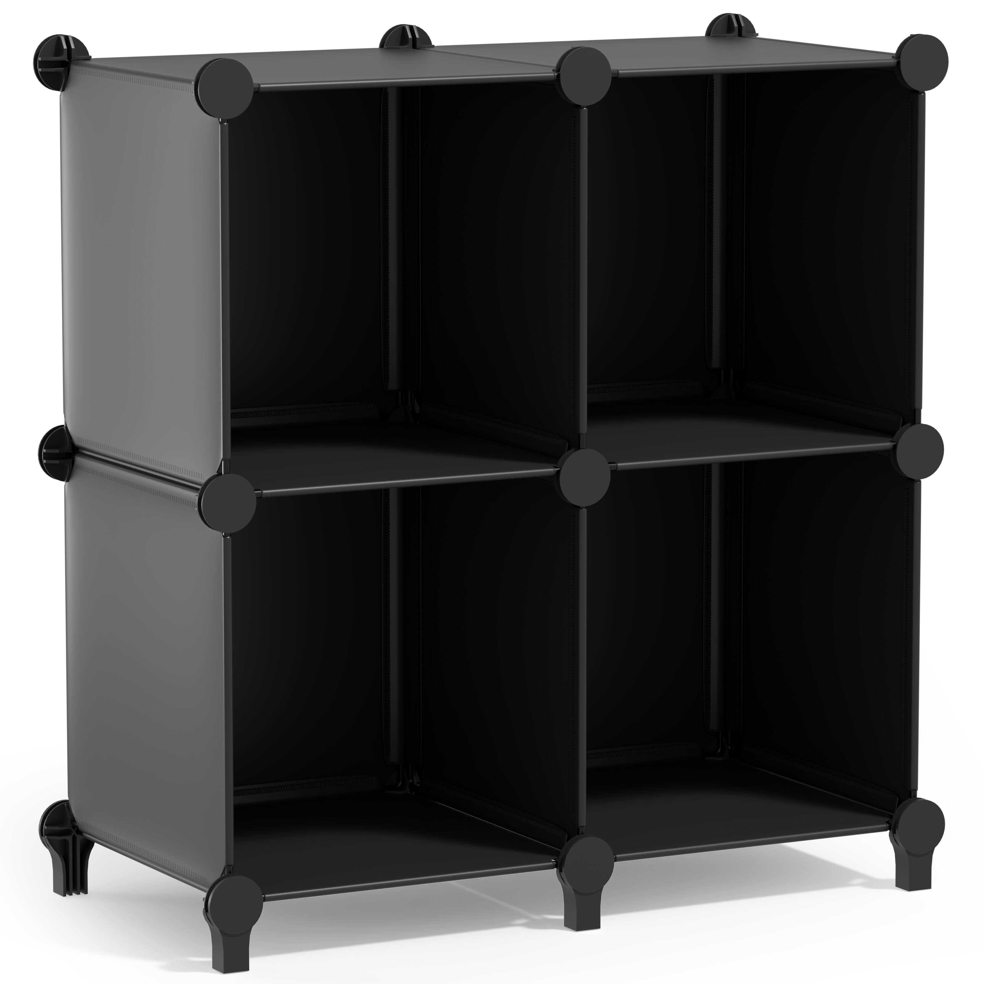 Angle. Sorbus - Sorbus 4 Cube Storage Organizer –Waterproof Cubby Shelf - Closet, Toys, Books, Shoes, Décor –Bedroom, Living Room, Kids - Black.