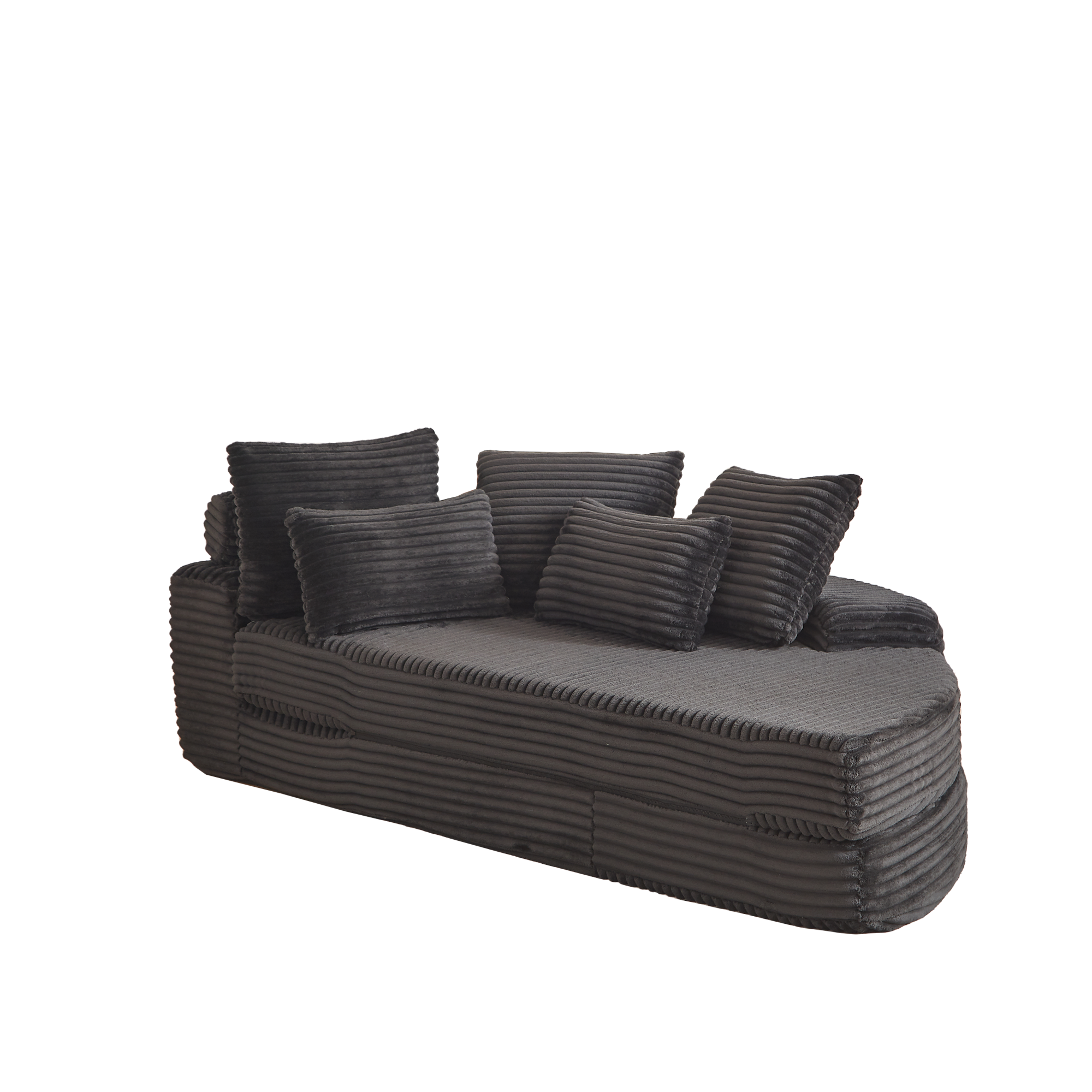 Left. GOODSILO - Large Semi-Circular Convertible Sofa Bed with Reclining Feature and Comfort Pillows - Black.