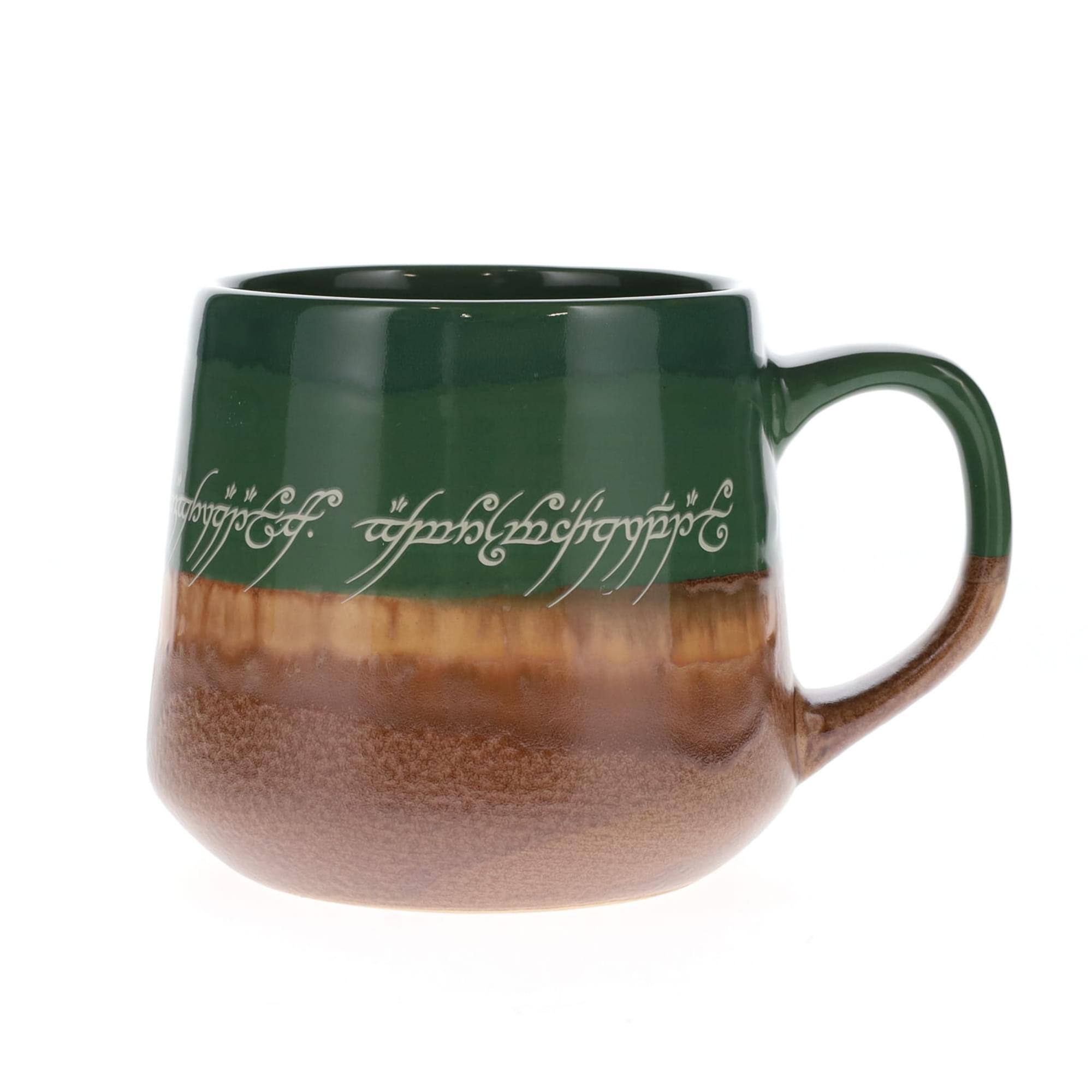 Alt View 10. Silver Buffalo - The Lord Of The Rings Elven Text Tapered Ceramic Pottery Mug | Holds 14 Ounces - Brown.