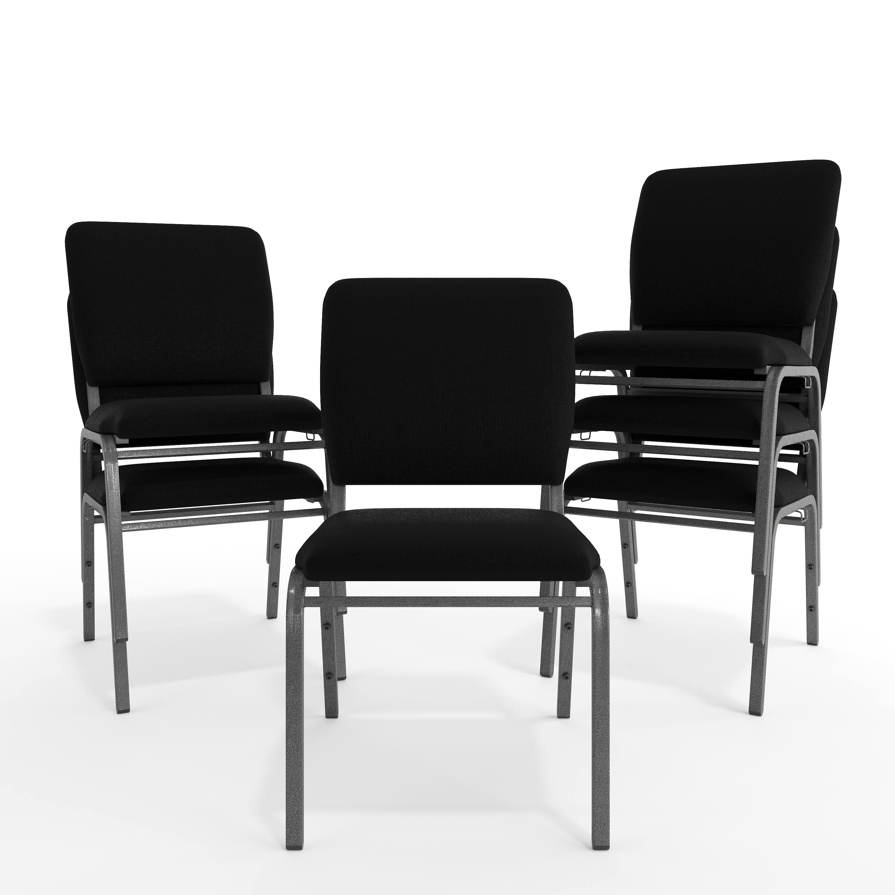 Alt View 10. Emma + Oliver - Multipurpose Church Chairs - 18.5 in. Wide - Black Fabric/Silver Vein Frame.