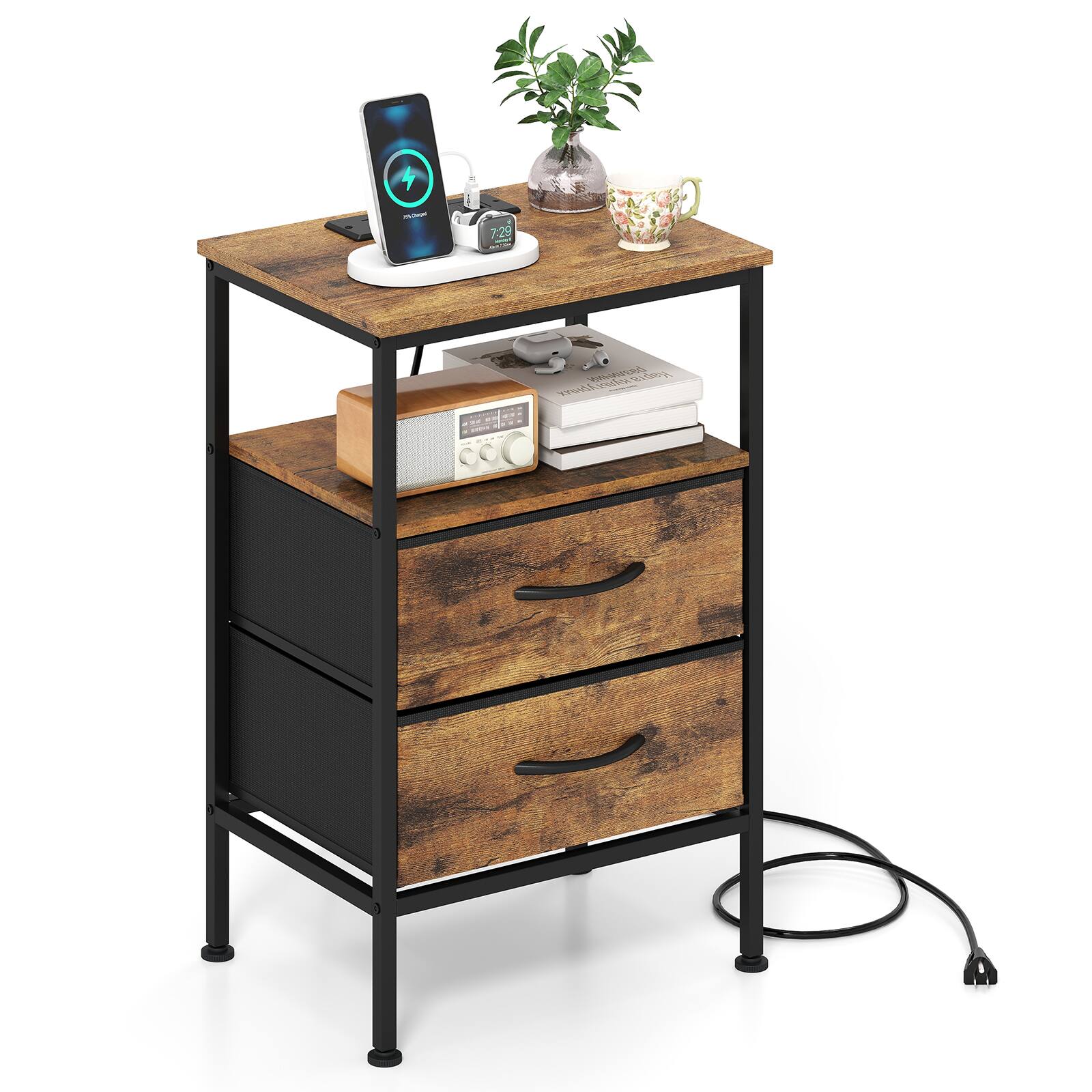 Brown 2 Drawers