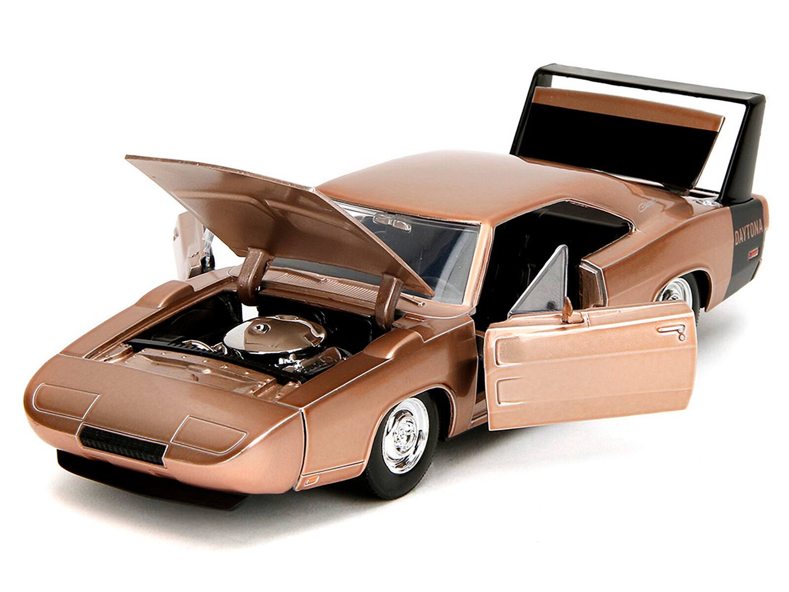 Angle. Jada - 1969 Dodge Charger Daytona Bronze Metallic with Black Tail Stripe "Bigtime Muscle" Series 1/24 Diecast Model Car by Jada - Bronze Metallic With Black .
