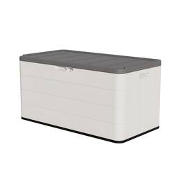 Mondawe - 110 Gallons HDPE Hydraulic Lift Lockable Waterproof Outdoor Storage Box - White