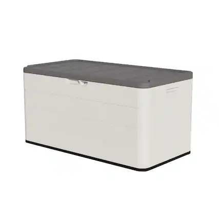 Front. Mondawe - 110 Gallons HDPE Hydraulic Lift Lockable Waterproof Outdoor Storage Box - White.