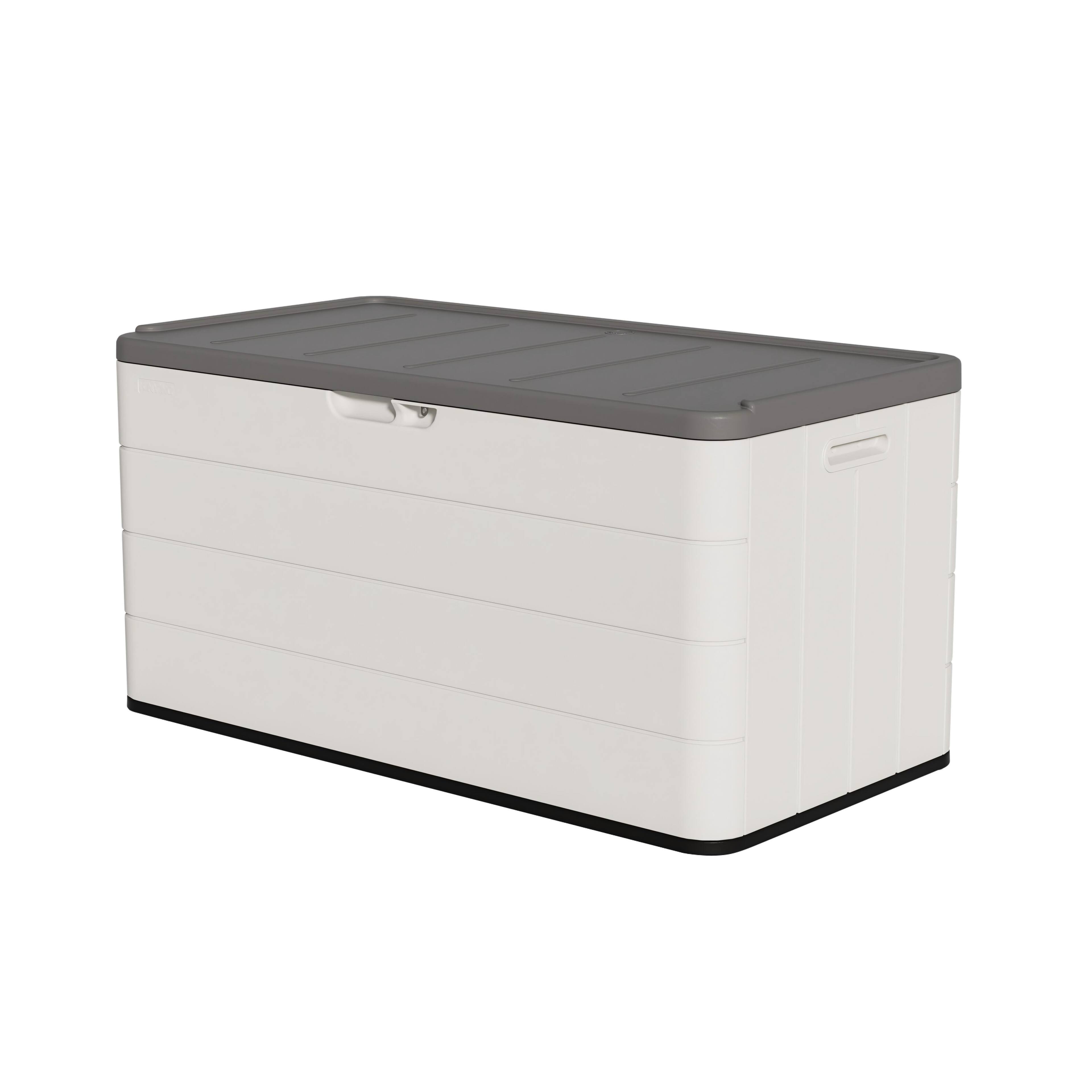 Front. Mondawe - 110 Gallons HDPE Hydraulic Lift Lockable Waterproof Outdoor Storage Box - White.
