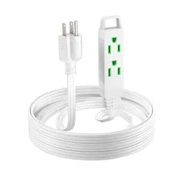 Maximm - 10ft Extension Cord, 16 Gauge, Space-Saving Flat Wire Design, 125V, 13A, 1625W, Grounded 3-Prong, ETL Listed - White
