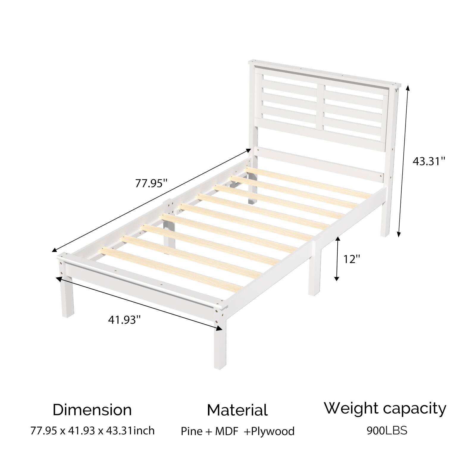 Dimension: 77.95 x 41.93 x 43.31 inch  
Material: Pine + MDF + Plywood  
Weight capacity: 900LBS
