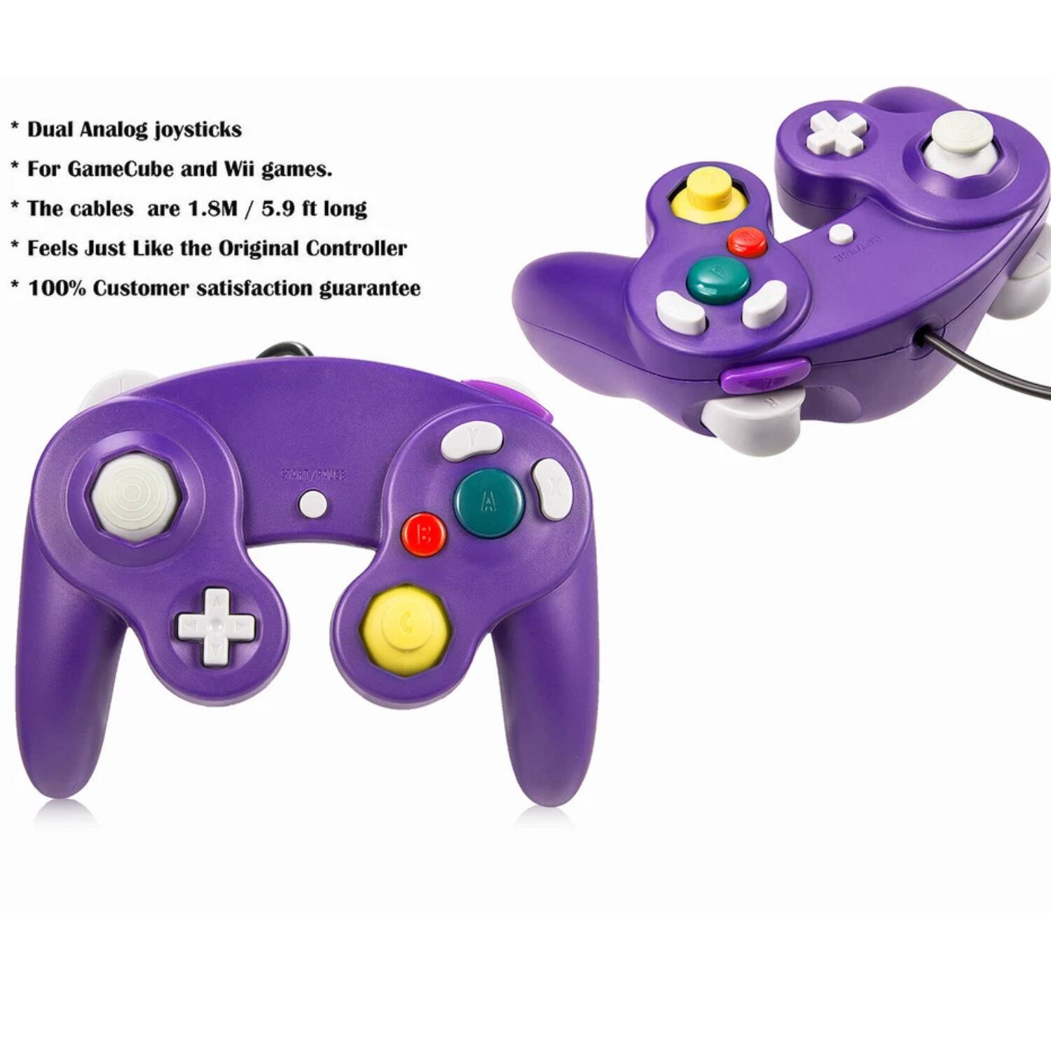 - Dual Analog joysticks
- For GameCube and Wii games.
- The cables are 1.8M / 5.9 ft long
- Feels Just Like the Original Controller
- 100% Customer satisfaction guarantee