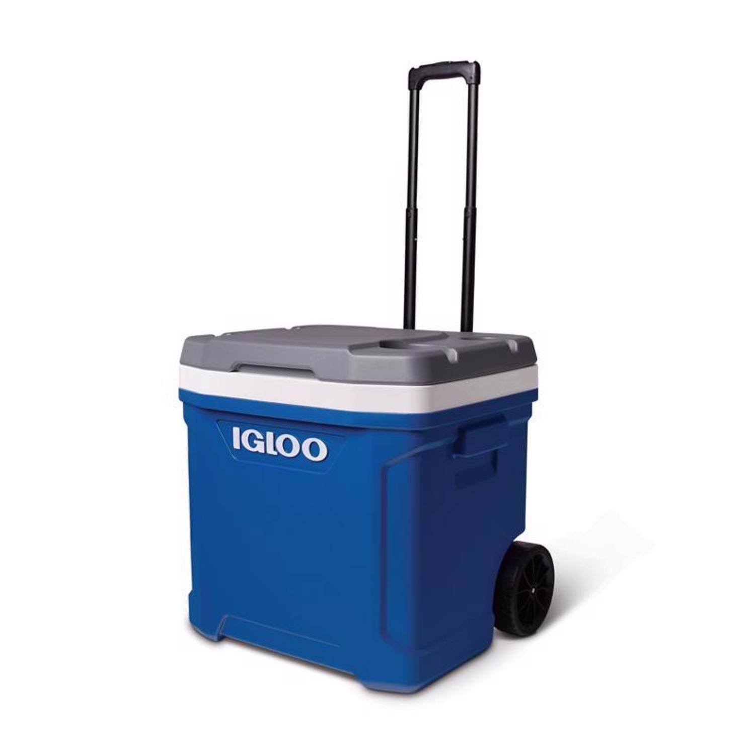 Left. Igloo - IGLOO Latitude 60 Qt Roller Cooler, Blue - Blue.