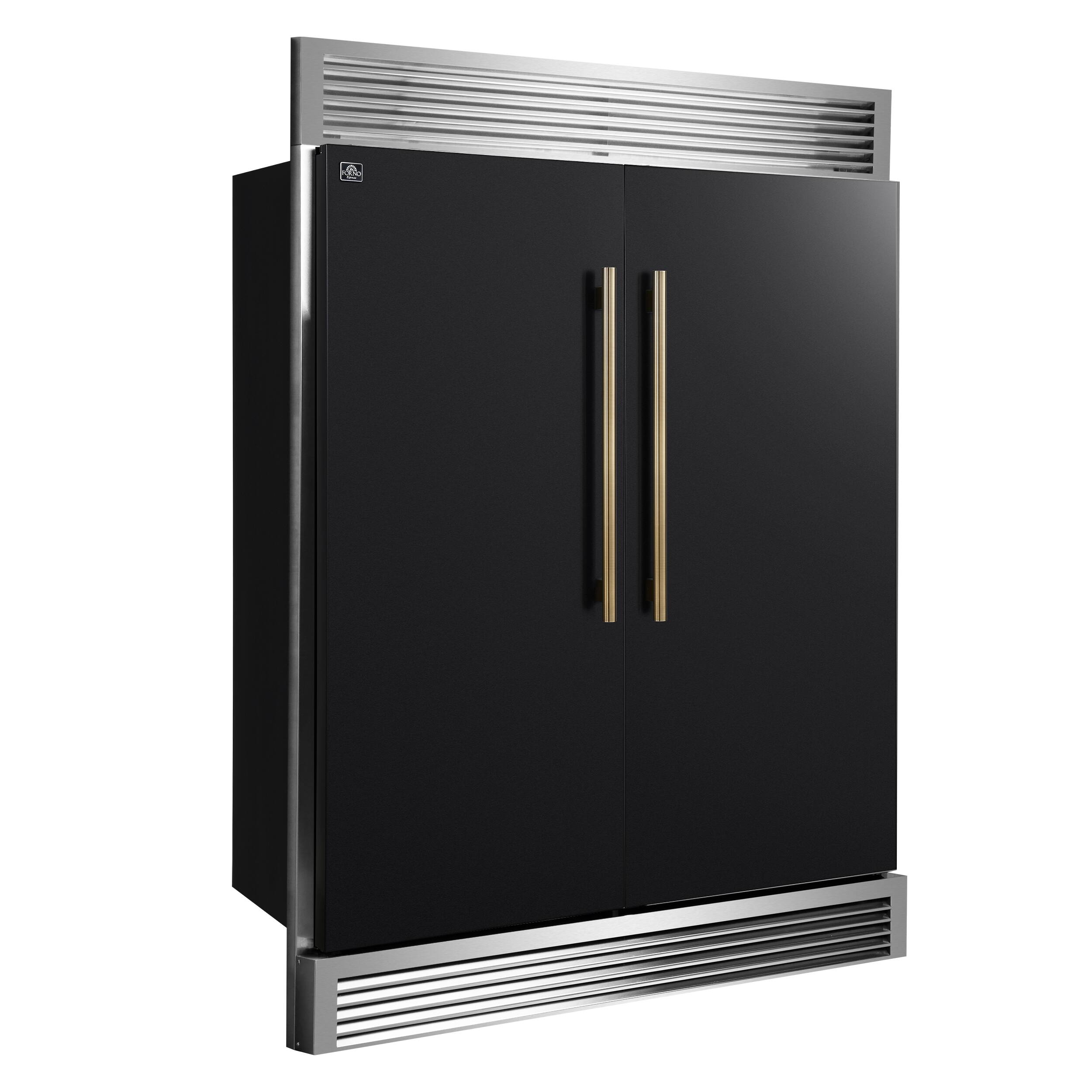 Left. Forno Appliances - Maderno 27.2 Cu. Ft. Side-by-Side Convertible Refrigerator with Decorative Grill Trim - Black.