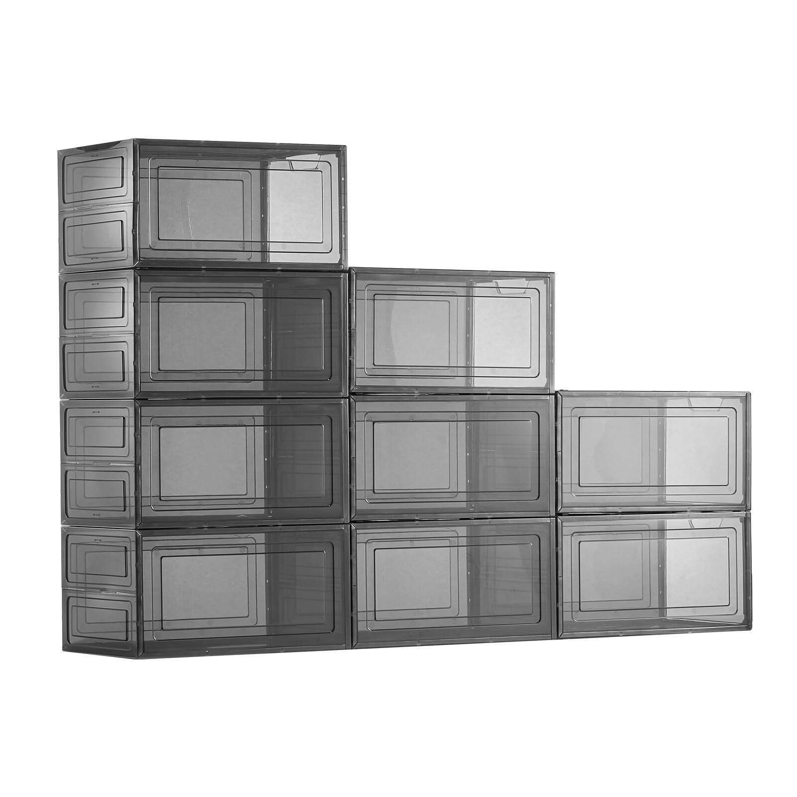 Alt View 5. VEVOR - Shoe Storage Boxes, 9 Pack Clear Stackable Shoe Boxes Storage Organizers with Magnetic Door, Fit up to US Size 13 - Transparent Black.