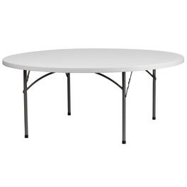 Alamont Home - Kathryn 6-Foot Round Plastic Folding Table - Banquet / Event Folding Table - Granite White
