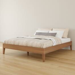 Grain & Grove - Bear Platform Bed (Queen), Oak Embossed Pecan - Pecan