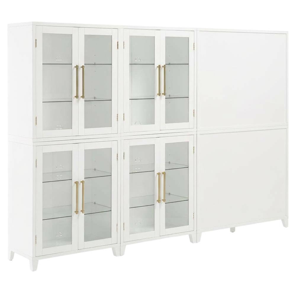Crosley Furniture - Roarke 2Pc Glass Door Kitchen Pantry Storage Cabinet Set - 2 Pantries - White