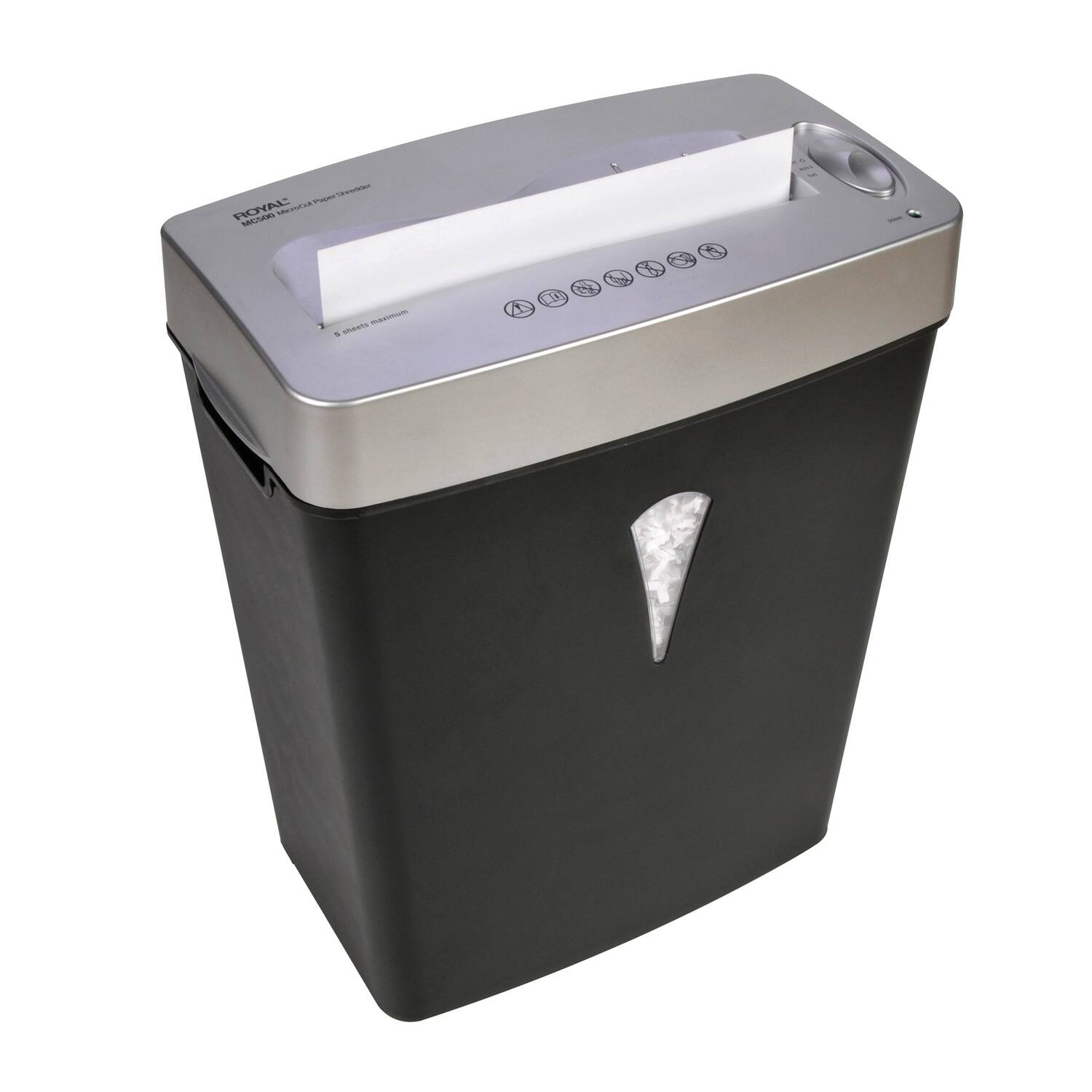 Alt View 1. Royal - MC500 5-Sheet Microcut Shredder with Basket - Black.
