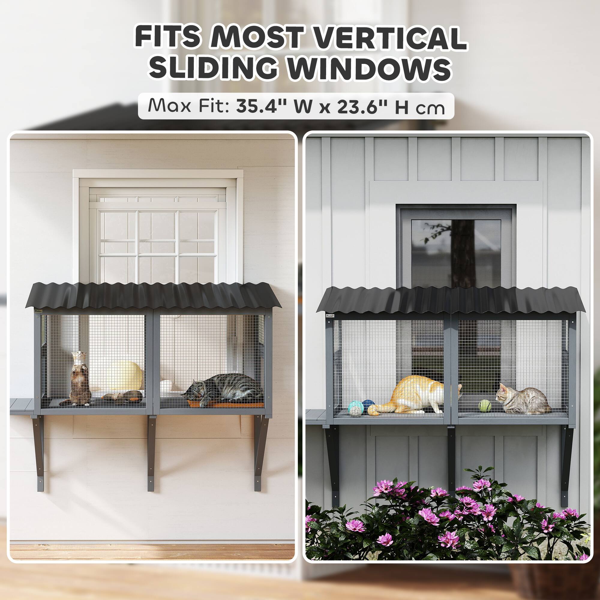 FITS MOST VERTICAL SLIDING WINDOWS  
Max Fit: 35.4" W x 23.6" H cm