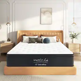 Chateau Abodes - 10'' Queen Size Hybrid Mattress, Individually Pocketed Innerspring, Medium Firm - White