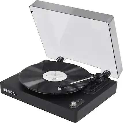 Front. Retekess - Retekess TR643 Vinyl Record Player, 3-Speed Wireless Turntable | for Vinyl Beginners,33/45/78 RPM, Belt Drive with Auto - Black.