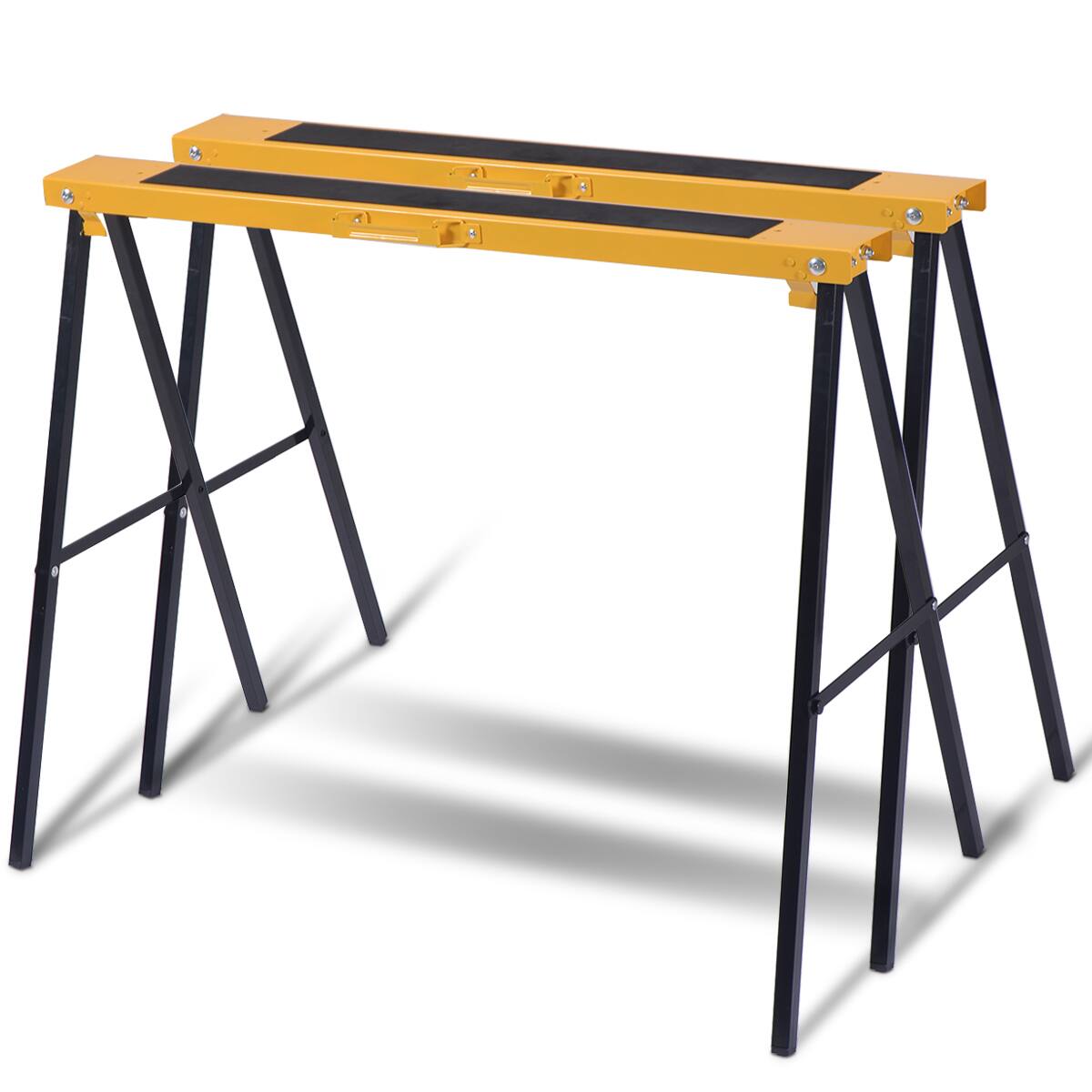 Alt View 2. Gymax - Gymax 2 Pack Heavy Duty Saw Horse Steel Folding Legs Portable - Black, Yellow.