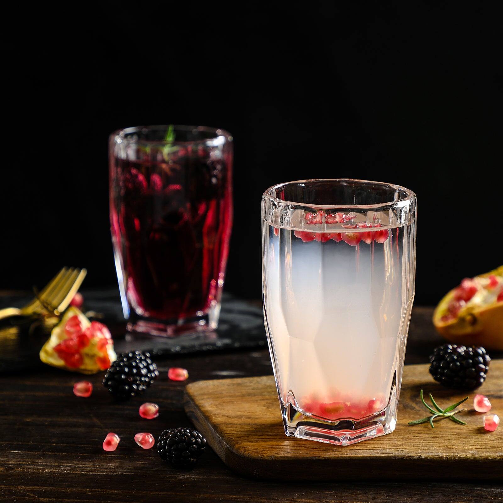 Alt View 3. BreeBe - Polyhedron Highball Glasses set of 6 - Clear.