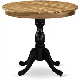 East West Furniture - Antique 36" Round Dining Room Table for Compact Space - Natural Top & Black Pedestal - Multi-Color